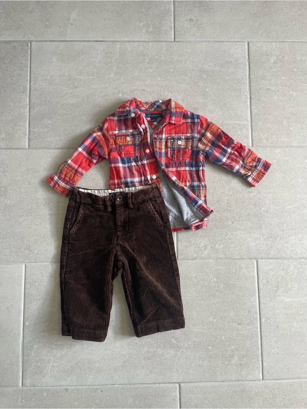 Polo by Ralph Lauren Pants and Tommy Hilfiger Red & Navy Plaid Button-Down